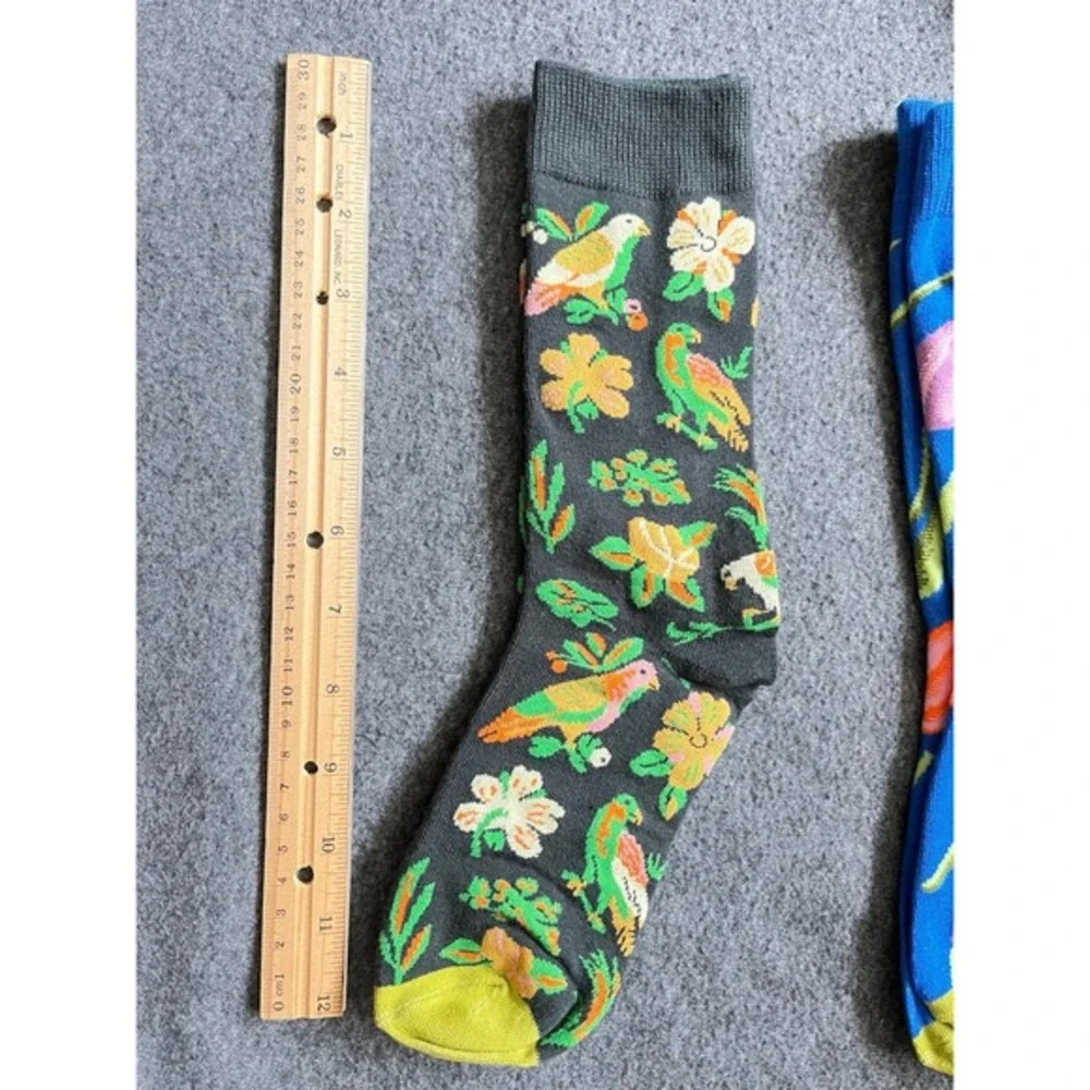 Crew‎ Socks Women One Size Multicolor Like New Floral Bird Geometric 5 Pair Set